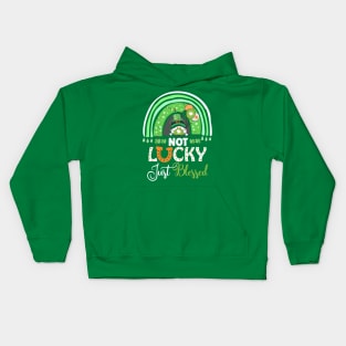 Not Lucky Just Blessed Rainbow Gnome Clover St Patrick's Day Kids Hoodie